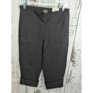 Jm Collection Petite Cuffed Capri Pants Black Size PM